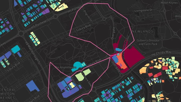 House price heatmap showing property values across Campbell Park