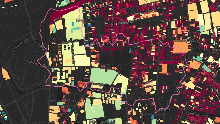 House price heatmap showing property values across Angel