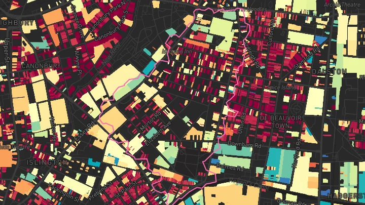 House price heatmap showing property values across Essex Road