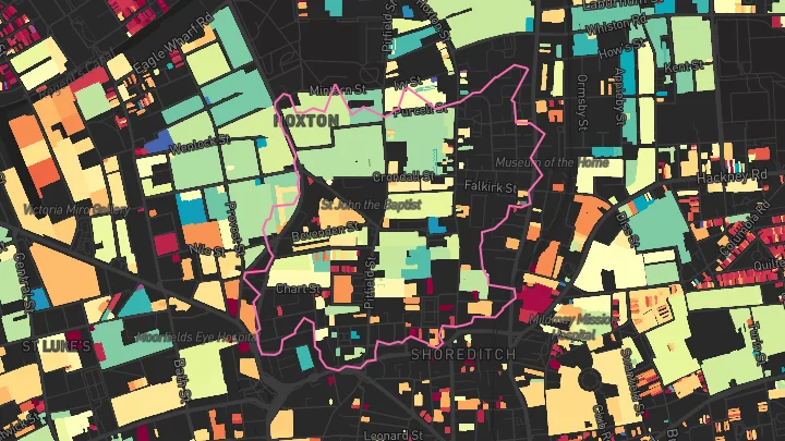 House price heatmap showing property values across Old Street