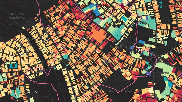 House price heatmap showing property values across Southgate