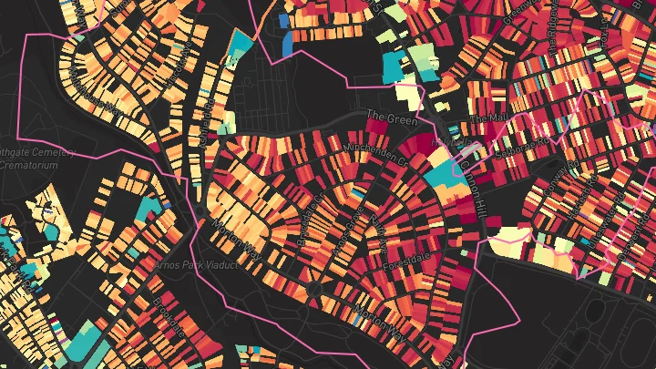 House price heatmap showing property values across Southgate
