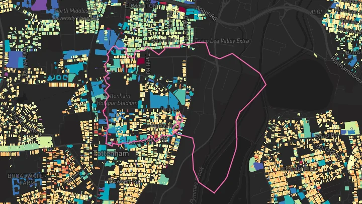 House price heatmap showing property values across Northumberland Park