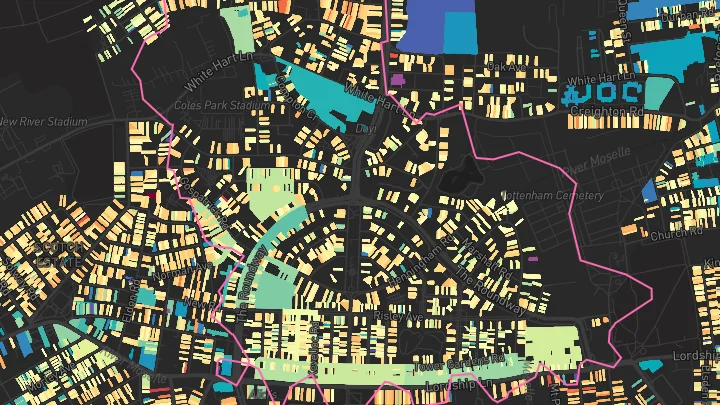 House price heatmap showing property values across White Hart Lane