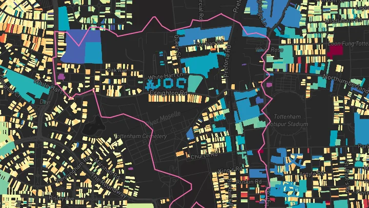 House price heatmap showing property values across White Hart Lane