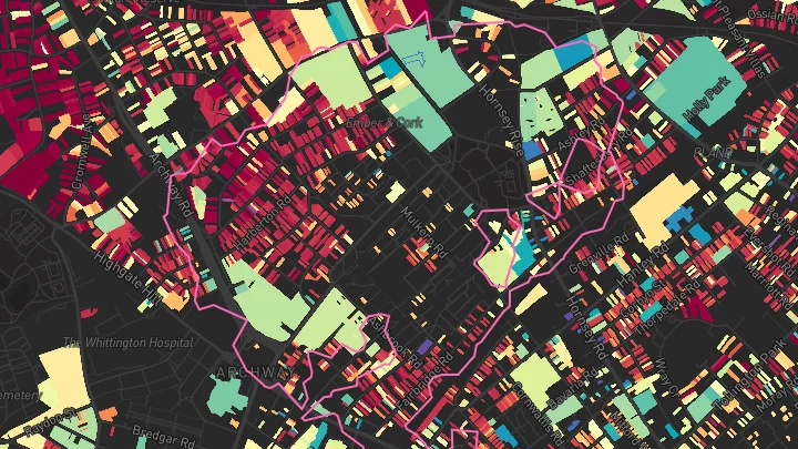 House price heatmap showing property values across Upper Holloway