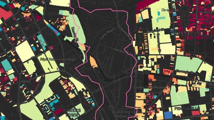 House price heatmap showing property values across St Pancras