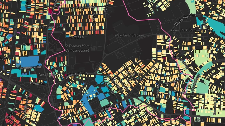 House price heatmap showing property values across Wood Green