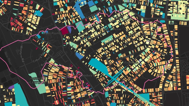 House price heatmap showing property values across Turnpike Lane