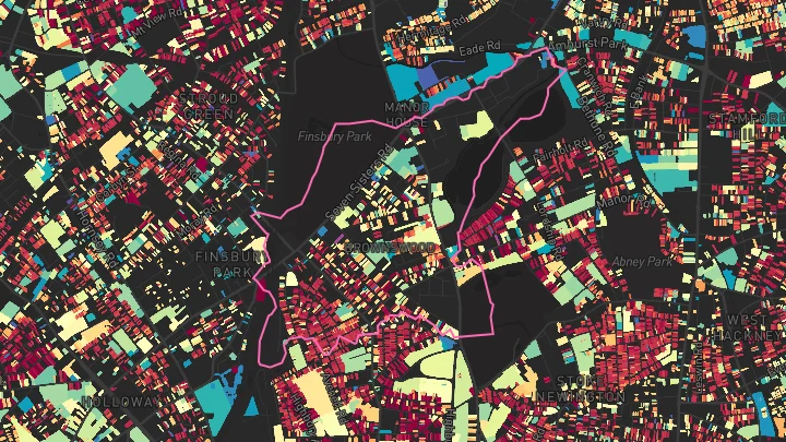 House price heatmap showing property values across Manor House
