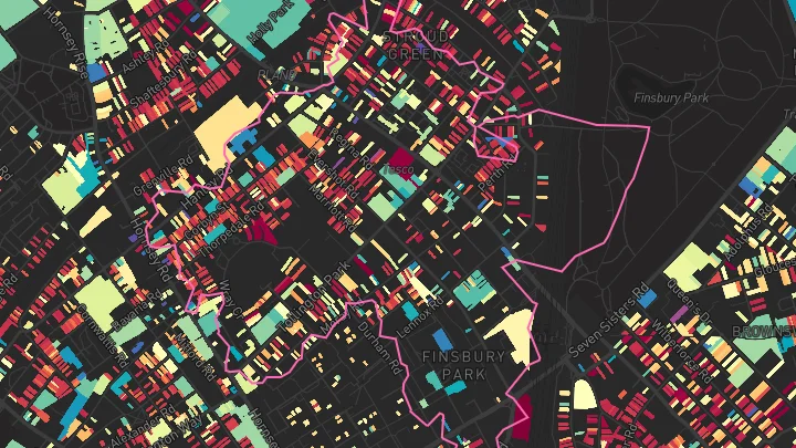 House price heatmap showing property values across Crouch Hill