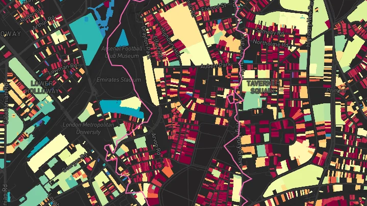 House price heatmap showing property values across Drayton Park