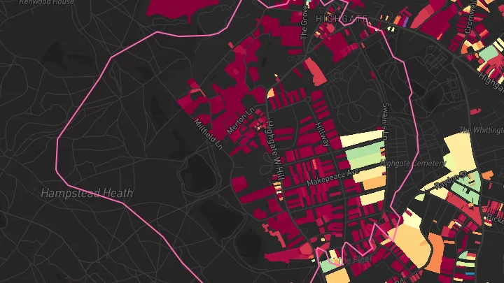 House price heatmap showing property values across Gospel Oak