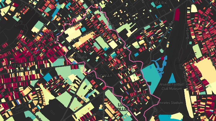 House price heatmap showing property values across Holloway Road