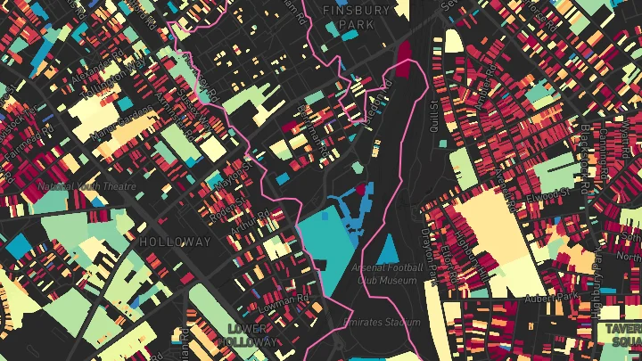 House price heatmap showing property values across Holloway Road