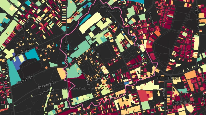 House price heatmap showing property values across Holloway Road