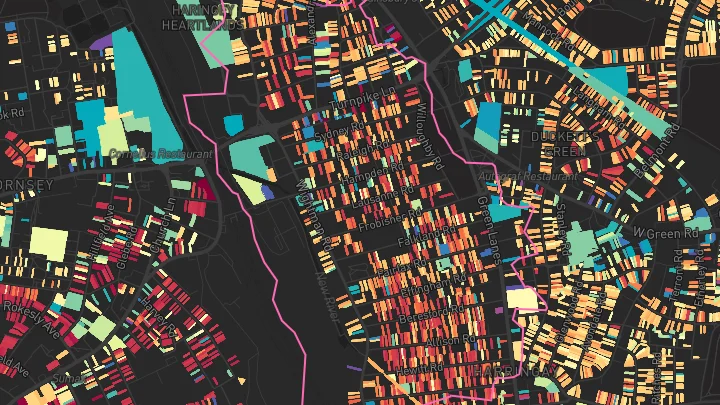 House price heatmap showing property values across Hornsey
