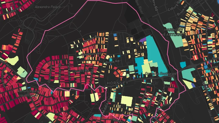 House price heatmap showing property values across Hornsey