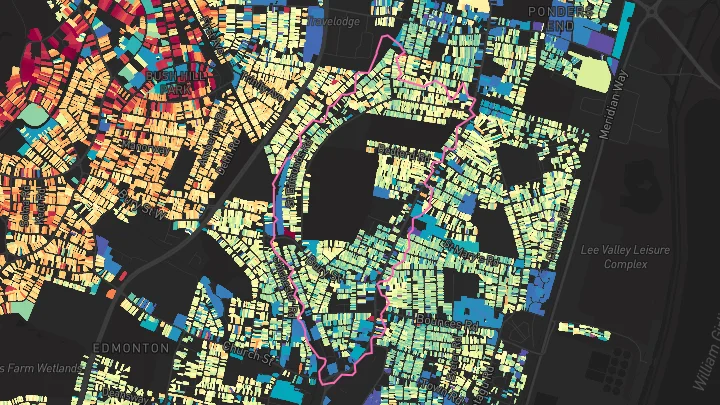 House price heatmap showing property values across Edmonton Green