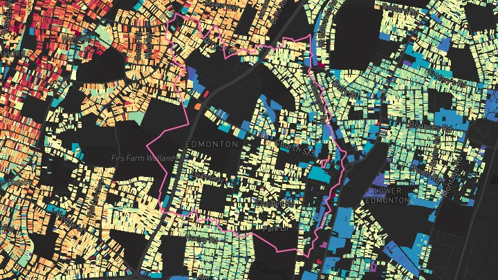 House price heatmap showing property values across Edmonton Green