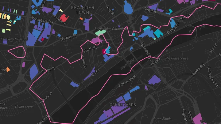 House price heatmap showing property values across Newcastle Upon Tyne
