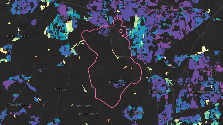 House price heatmap showing property values across Gateshead