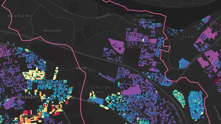 House price heatmap showing property values across Gateshead
