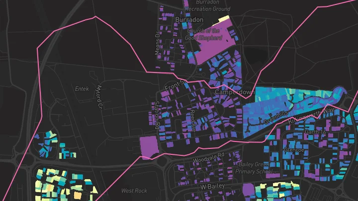 House price heatmap showing property values across Killingworth