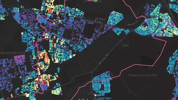 House price heatmap showing property values across Newcastle Upon Tyne