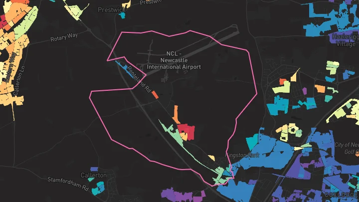 House price heatmap showing property values across Kenton Bank Foot