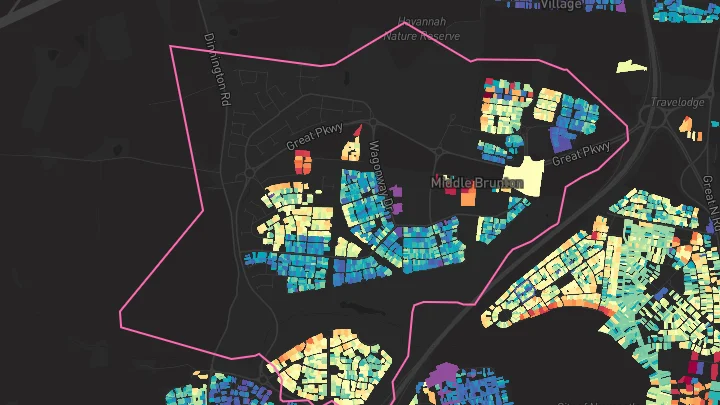 House price heatmap showing property values across Newcastle Upon Tyne