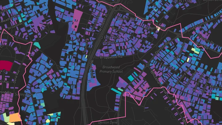 House price heatmap showing property values across Newcastle Upon Tyne