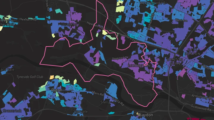 House price heatmap showing property values across Newcastle Upon Tyne