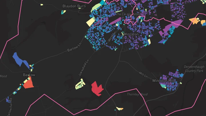 House price heatmap showing property values across Blaydon-On-Tyne