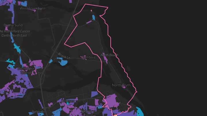 House price heatmap showing property values across Blyth