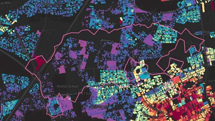 House price heatmap showing property values across Newcastle Upon Tyne