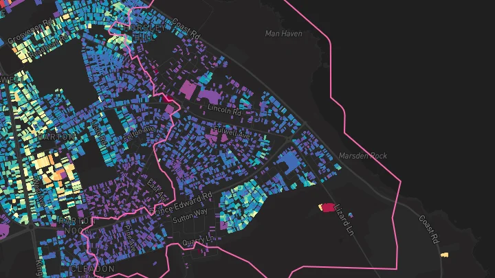 House price heatmap showing property values across South Shields
