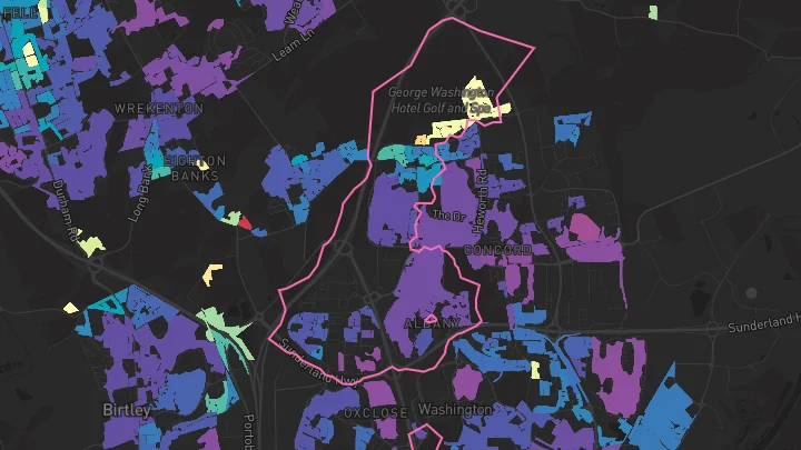 House price heatmap showing property values across Washington