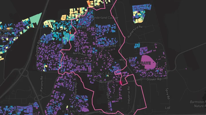 House price heatmap showing property values across Washington
