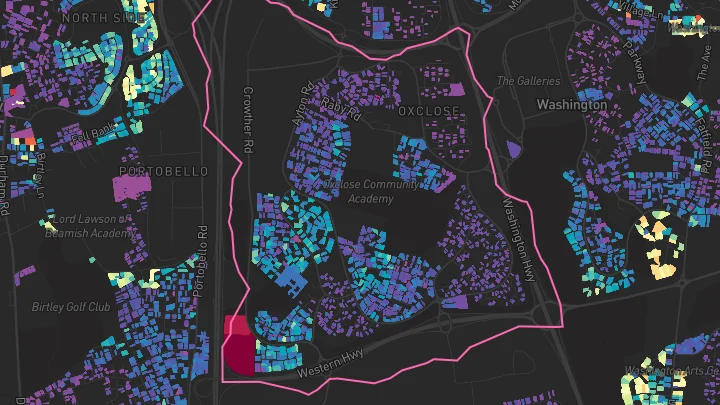 House price heatmap showing property values across Washington