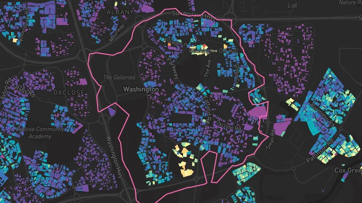 House price heatmap showing property values across Washington