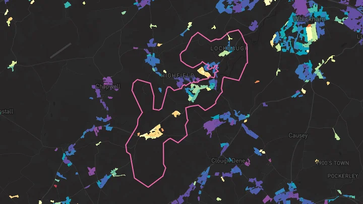 House price heatmap showing property values across Rowlands Gill