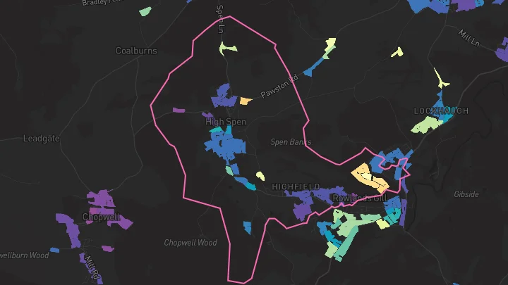 House price heatmap showing property values across High Spen