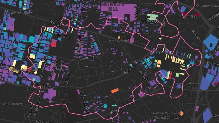 House price heatmap showing property values across Newcastle Upon Tyne
