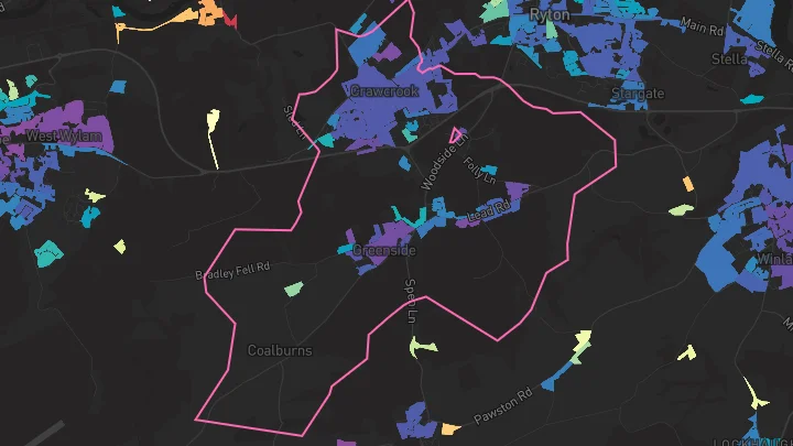 House price heatmap showing property values across Greenside