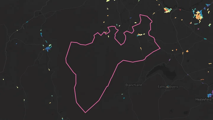 House price heatmap showing property values across Slaley