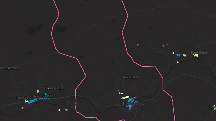 House price heatmap showing property values across Haydon Bridge