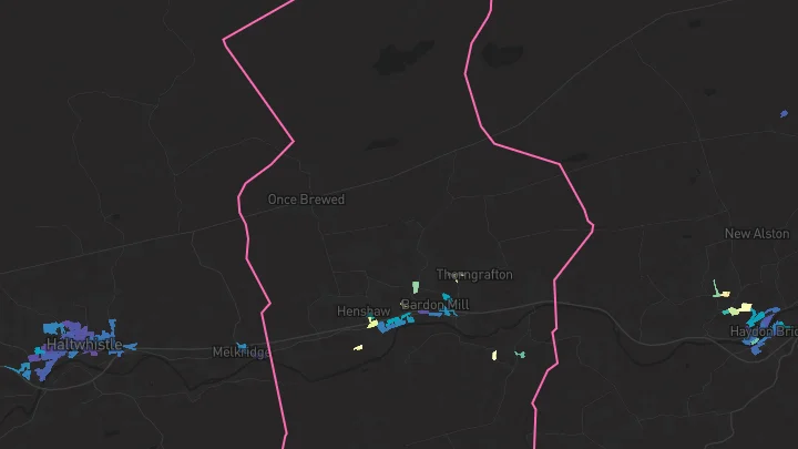 House price heatmap showing property values across Bardon Mill