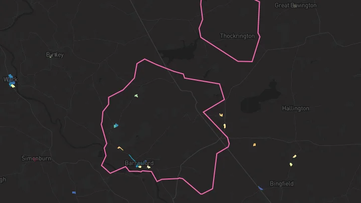 House price heatmap showing property values across Barrasford