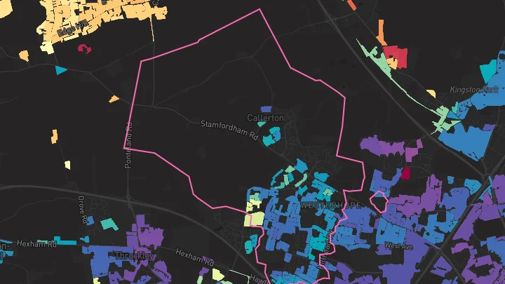 House price heatmap showing property values across Newcastle Upon Tyne